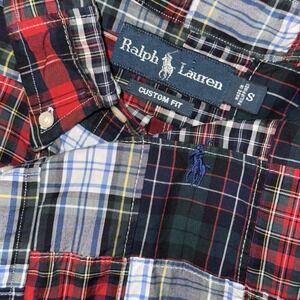 Polo Ralph Lauren Madras Patchwork Long Sleeve Button Down‎ Oxford Shirt Men's S